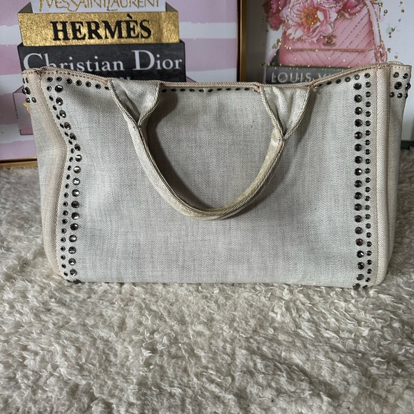 Prada Canapa Bijoux Embellished Denim Tote - Picture 4 of 16